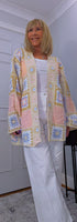 Gigi Crochet Cardigan – Pink, Blue & Beige