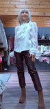 Noori Ivory Blouse – Ruffle Front with Pearl & Diamanté Detail