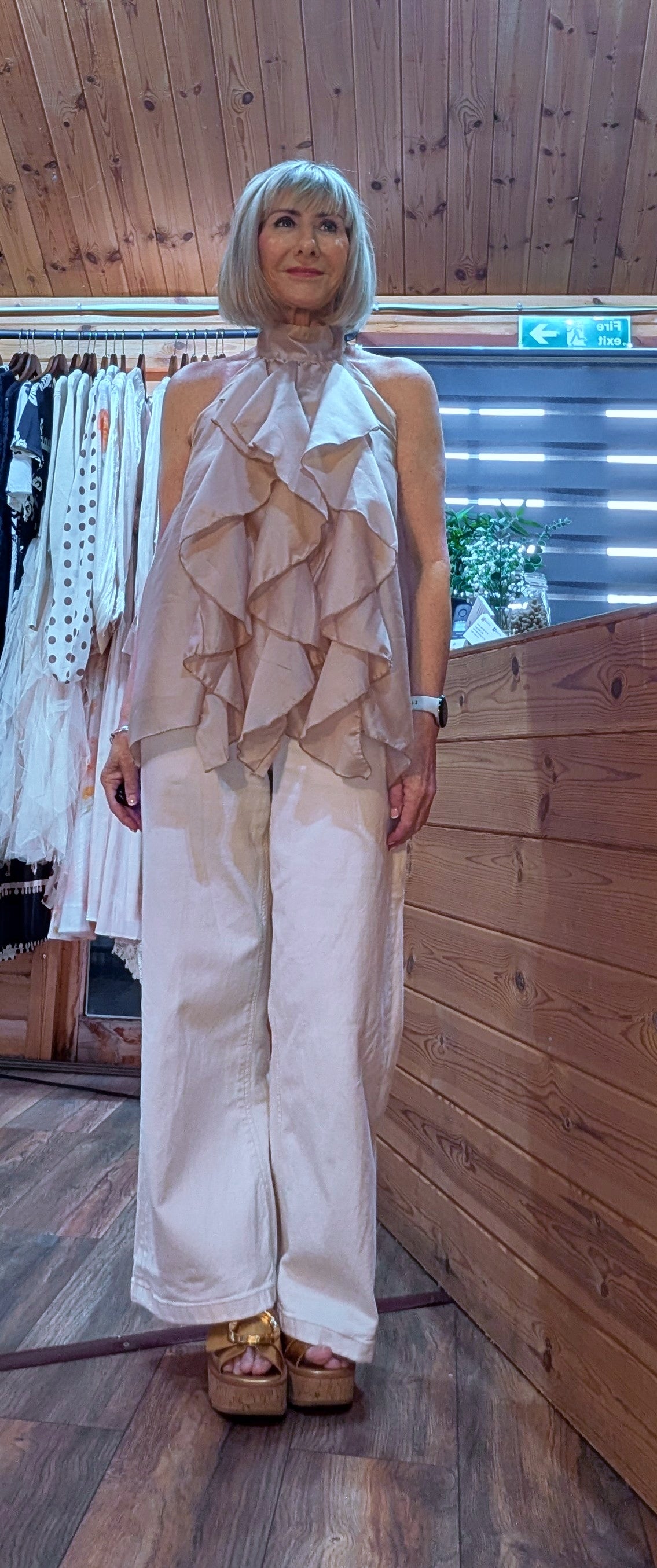 Halterneck backless blouse outfit  styles by ditsydi