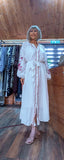 Harlow White Embroidery Cotton Shirt Dress with Tassel Belt
