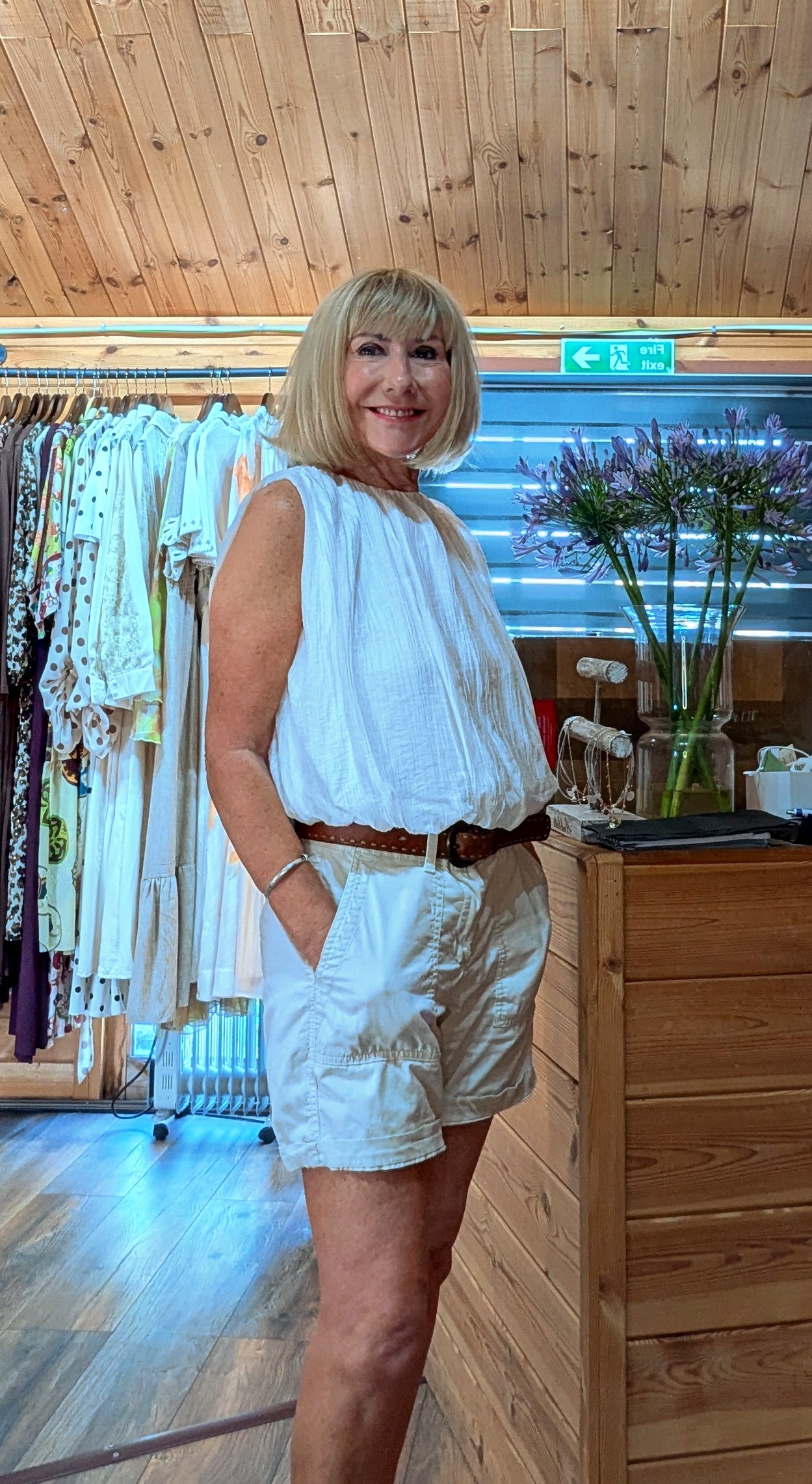 Francis lightweight summer blouse with a flattering bubble-shaped hem.