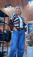 Abby Chunky Stripe Cardigan – Chocolate, Ecru or Burgundy