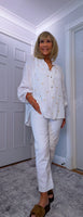 Daryl Cotton Blouse – White with Gold Embroidered Flowers