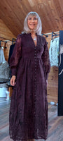Marsha Coffee Lace Smock Dress – Pearl Button Front & Grandad Collar
