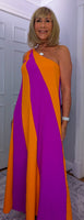 Tate Dress – Magenta & Orange Asymmetric Maxi Dress