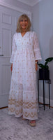 Jasmine Boho Embroidered Dress – White Viscose Summer Style