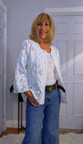 Lois White or Ecru Embroidered  Cotton Boho Blouse
