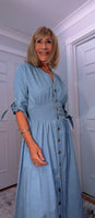 Binty Denim Shirt Midi Dress