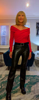 Elle Bodysuit – Sleek Stretch Bodysuit in Red, Ivory, Beige & Black