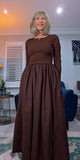 Betty Dress – Ribbed Cotton Jersey with Flared Skirt & Pockets (Black or Chocolate Brown)