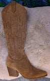 Cassidy Faux Suede Cowboy Boots – Soft Camel Western Style