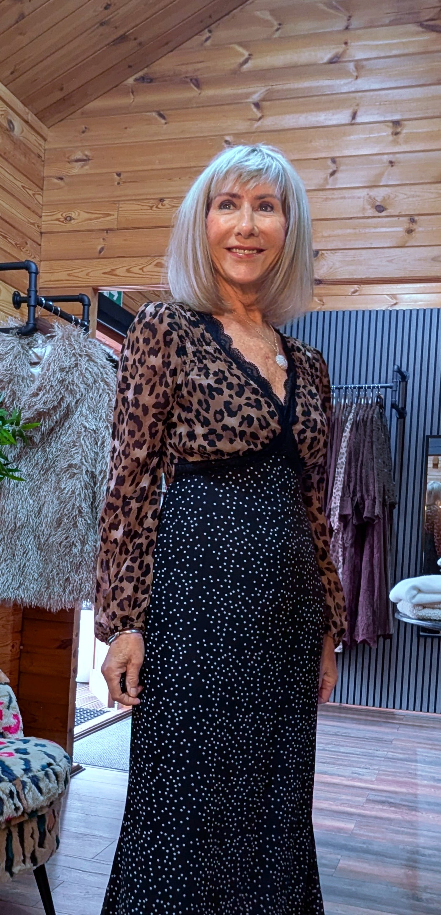 Ivanna Statement Midi Dress – Leopard Print - Polka Dot