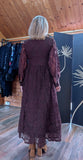 Marsha Coffee Lace Smock Dress – Pearl Button Front & Grandad Collar