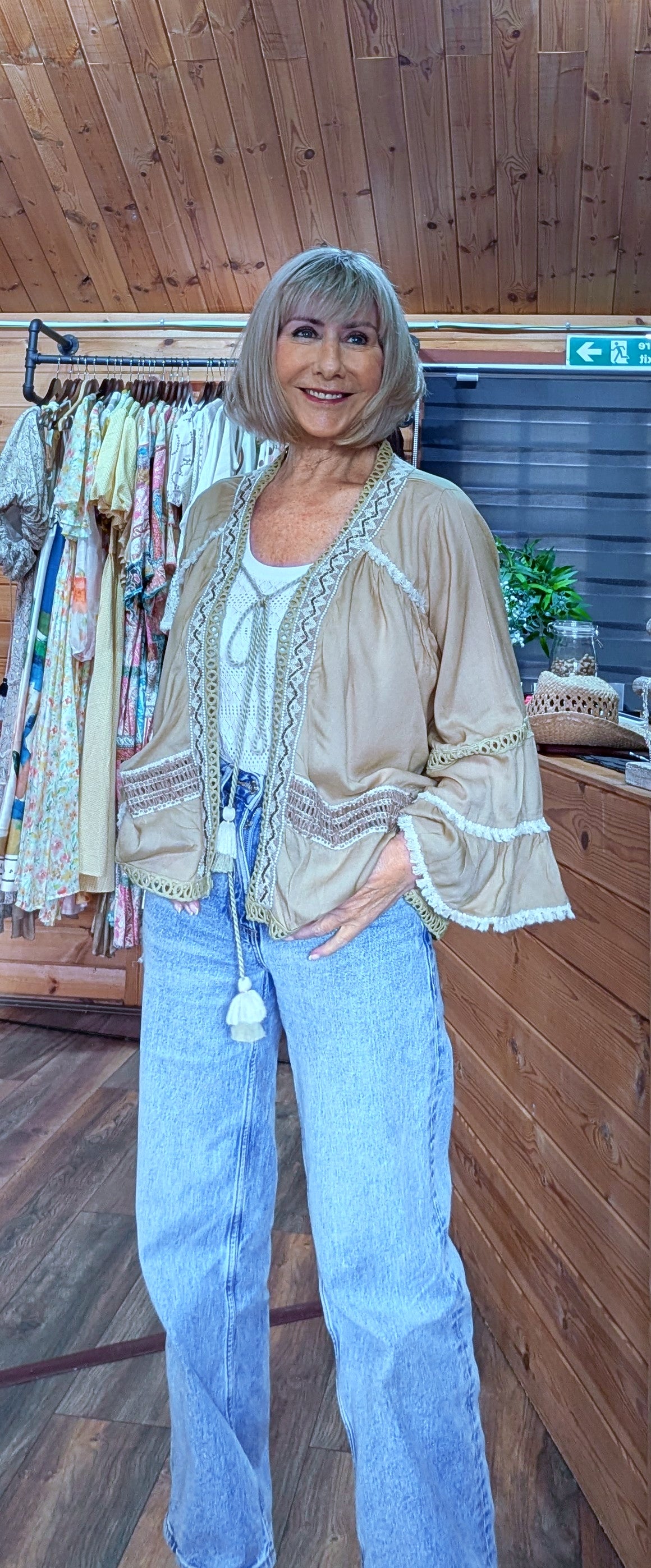 Alma Boho tassel tie top