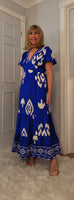 Nettie Boho Maxi Dress – Green or Blue, Flutter Sleeves, Elasticated Waist