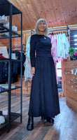 Isla Jersey Dress – Ruched Waist & Flared Skirt
