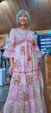 Clara Pink Boho Maxi Dress – Embroidered, Sequinned Made of  Cotton
