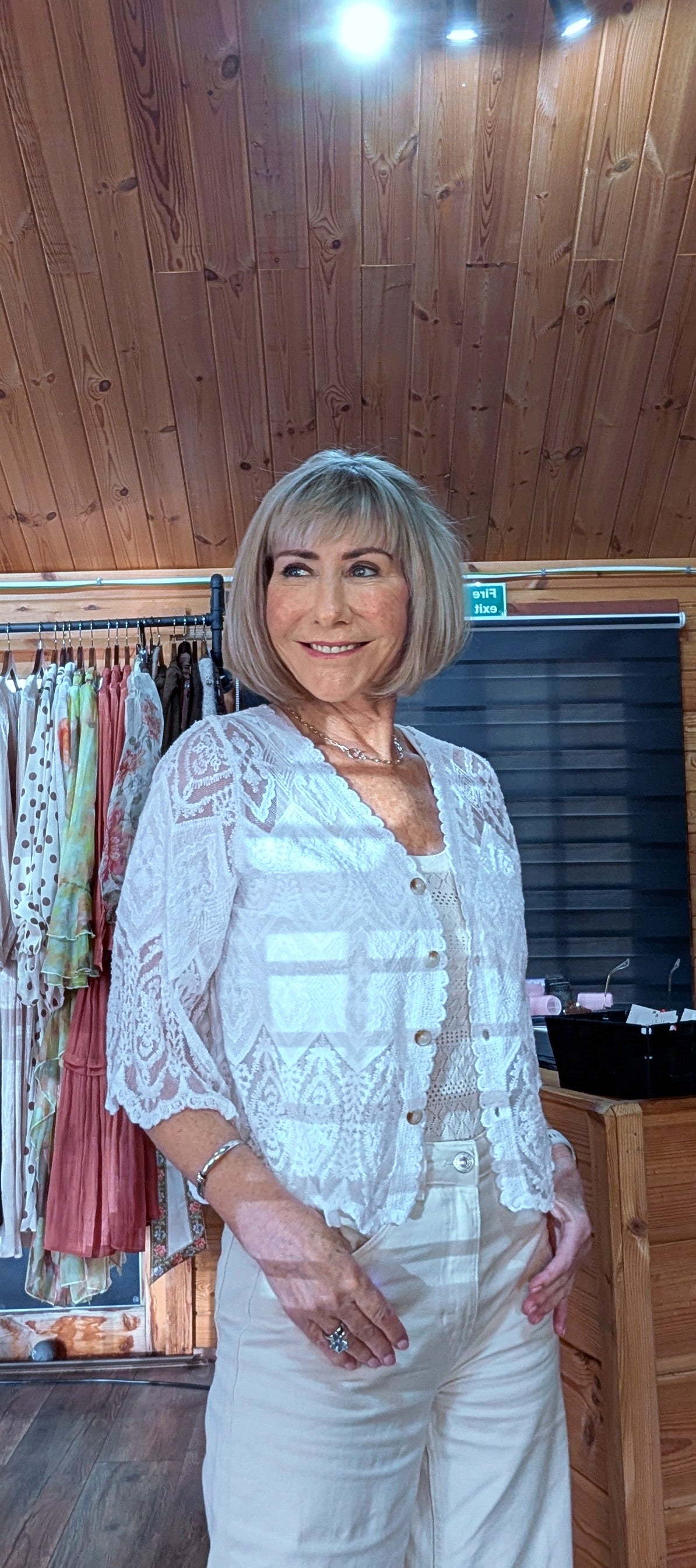 Janice Cotton Lace Embroidered Cardigan White or Cream