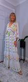 Julia White Bohemian Dress with Floral Embroidery