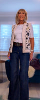 Valerie Sleeveless Embroidered Cardigan – Cream