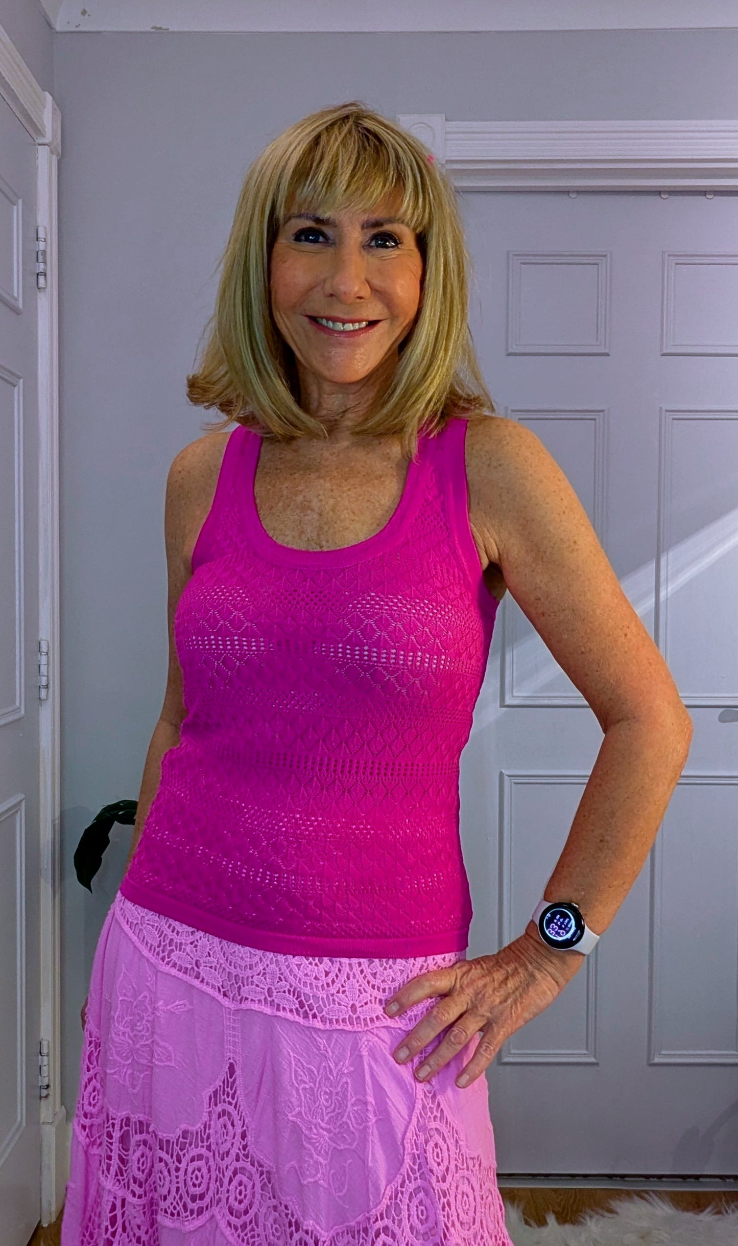 Brida Woven Vest  Sleeveless in Fuschia