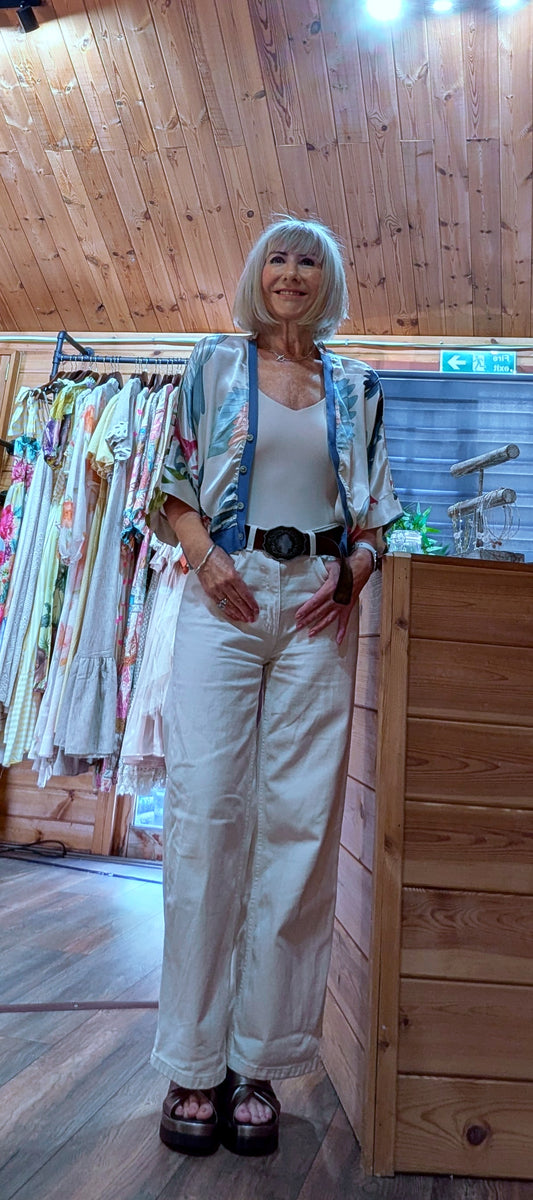 Amora Silky Cardigan  Turquoise  with ¾ Sleeves
