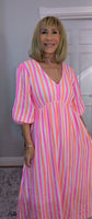 Roma Boho Cotton Dress – Vivid Summer Colours & Puff Sleeves
