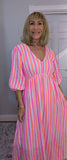Roma Boho Cotton Dress – Vivid Summer Colours & Puff Sleeves
