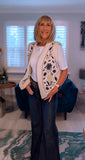 Valerie Sleeveless Embroidered Cardigan – Cream