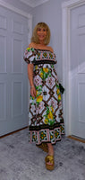 Blossom Bold Print Shirred Dresses