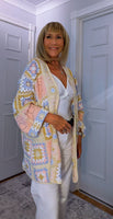 Gigi Crochet Cardigan – Pink, Blue & Beige