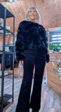 Gwendolyn Faux Fur Jacket – Slightly Cropped - Black