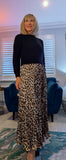 Olivia Leopard Print Maxi Dress with Black Knit Top – One Size