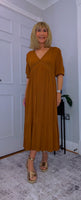 Paloma Prairie Smock Dress – Camel Cotton with Embroidery Detail