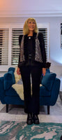 Ella Faux Fur Trim Sleeveless Cardigan /Aqua Animal Print /Original Animal Print