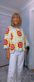 Parker – ’70s Style Sweater with Multicolour Crochet Detail
