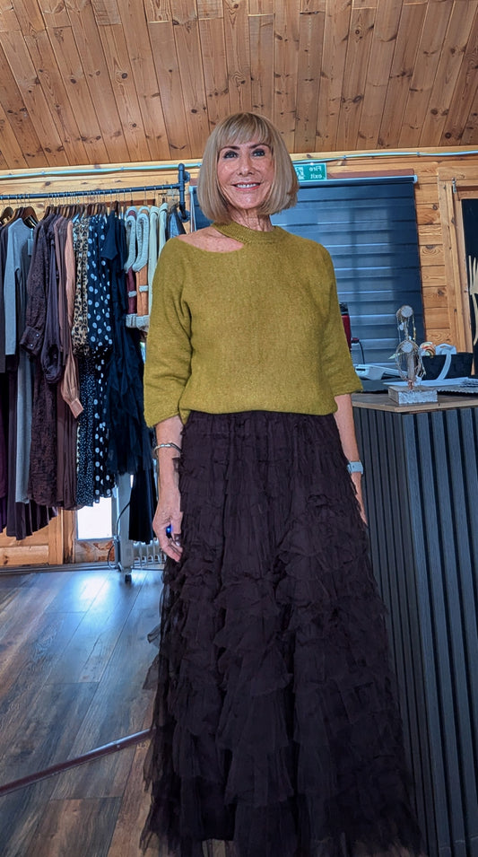 Toni cut-out shoulder knit jumper with relaxed fit