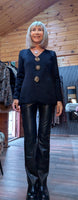 Gayle Jewel Button Cardigan –  Black