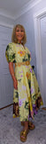 Aoife Midi Dress – Lemon Shirt Dress with Elephant & Bold Floral Print