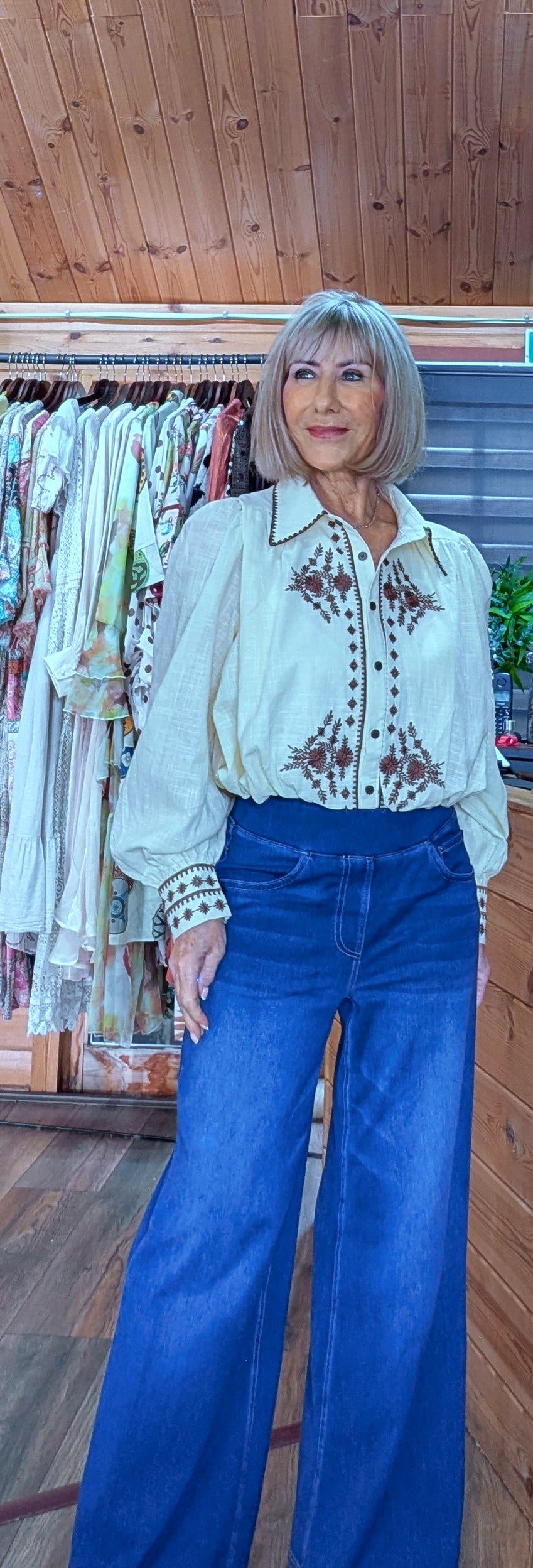 Bubble hem embroidery blouse with collars style by ditsydi