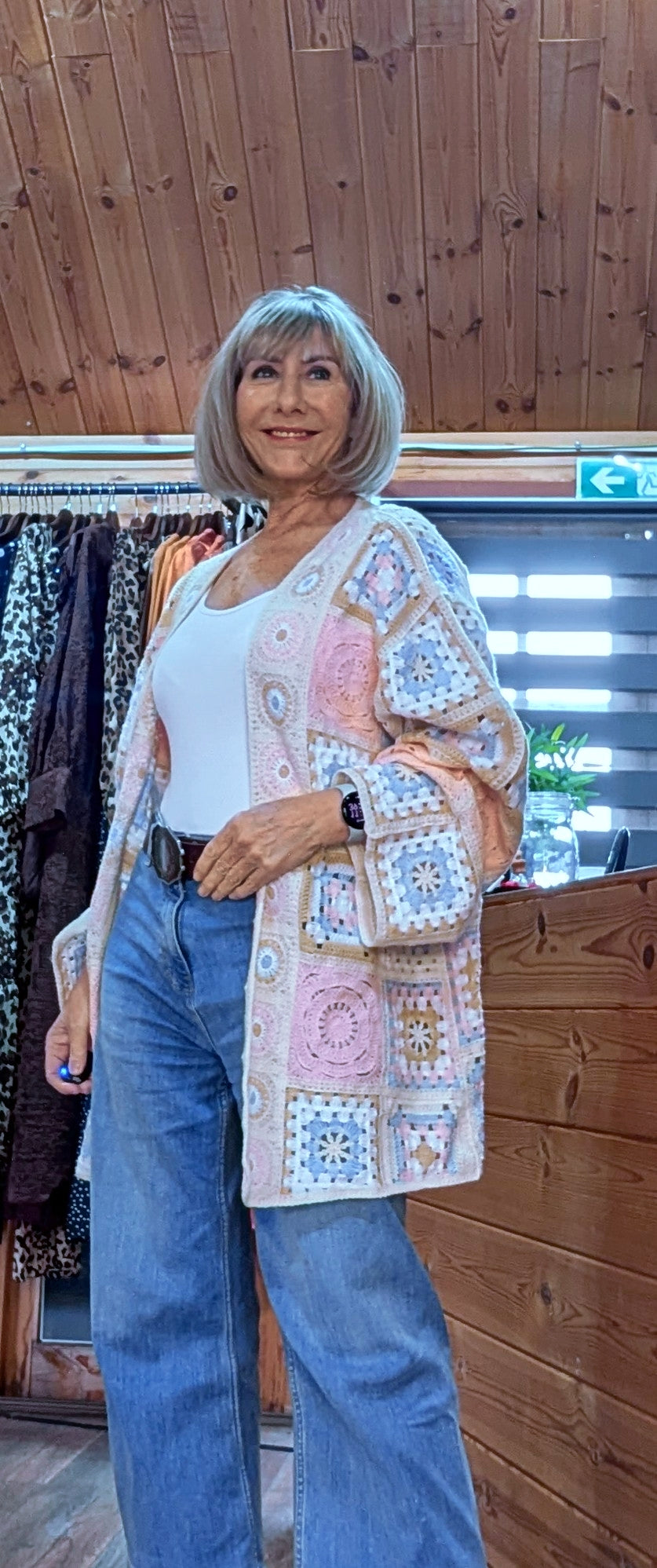 Gigi Crochet Cardigan – Over-sized - Pink, Blue and  Beige