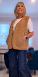 Suzy Bouclé Sleeveless Cardigan – Cream or Soft Camel