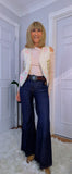 Constance Sleeveless Cardigan – Ivory Knit with Embroidery, One Size