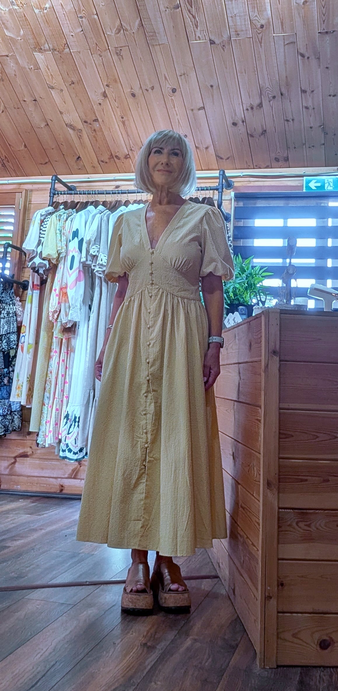 Bethany Yellow Gingham Midi Dress  cottage core fashion