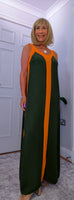 Helena Sleeveless  Maxi Dress – Magenta - Green - Ecru