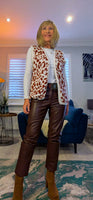 Kay Sleeveless Cardigan – Black, Beige & Maroon Animal Print