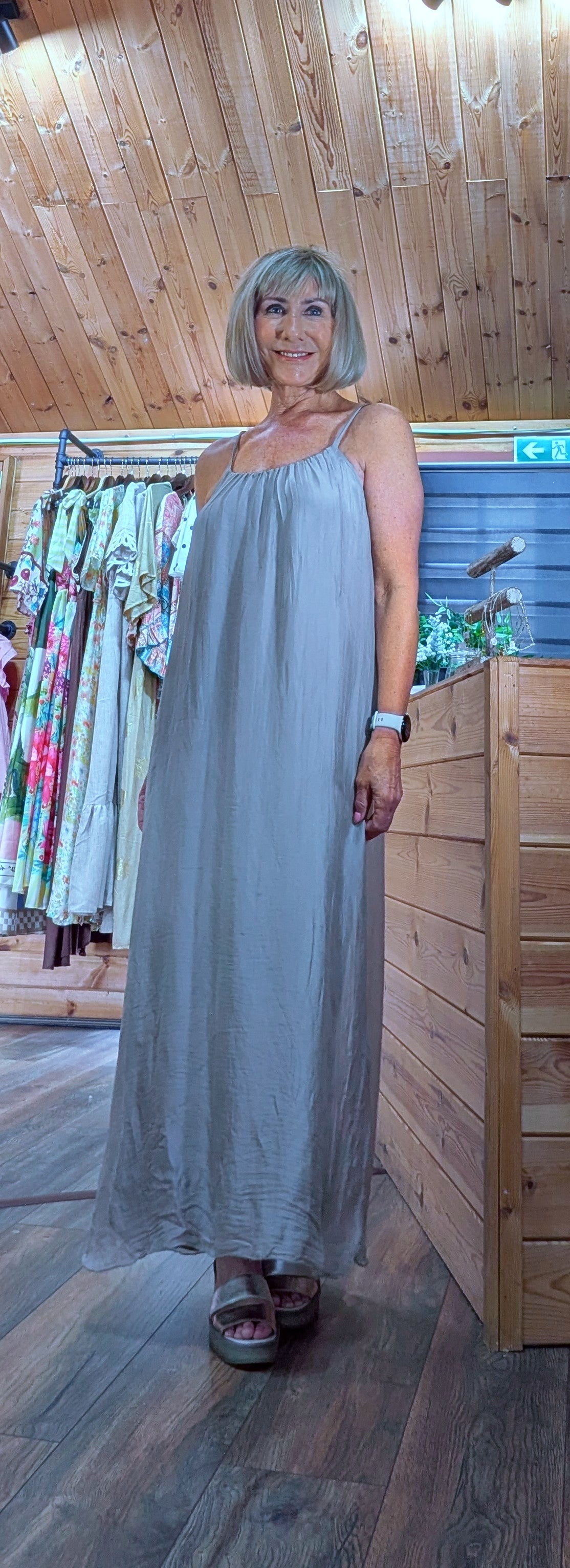 Josie Silk Blend Maxi Sun- Dress – Taupe