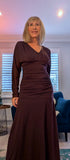 Aspen Ruched Dress – Autumnal Rust with Drop Waist & Slash Neck