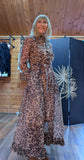 Leonie Leopard Print Sheer Dress – Lined with Sequins & Tie Belt