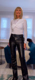 Patsy Pleather Trousers – Black Faux Leather with Slight  Flared Leg